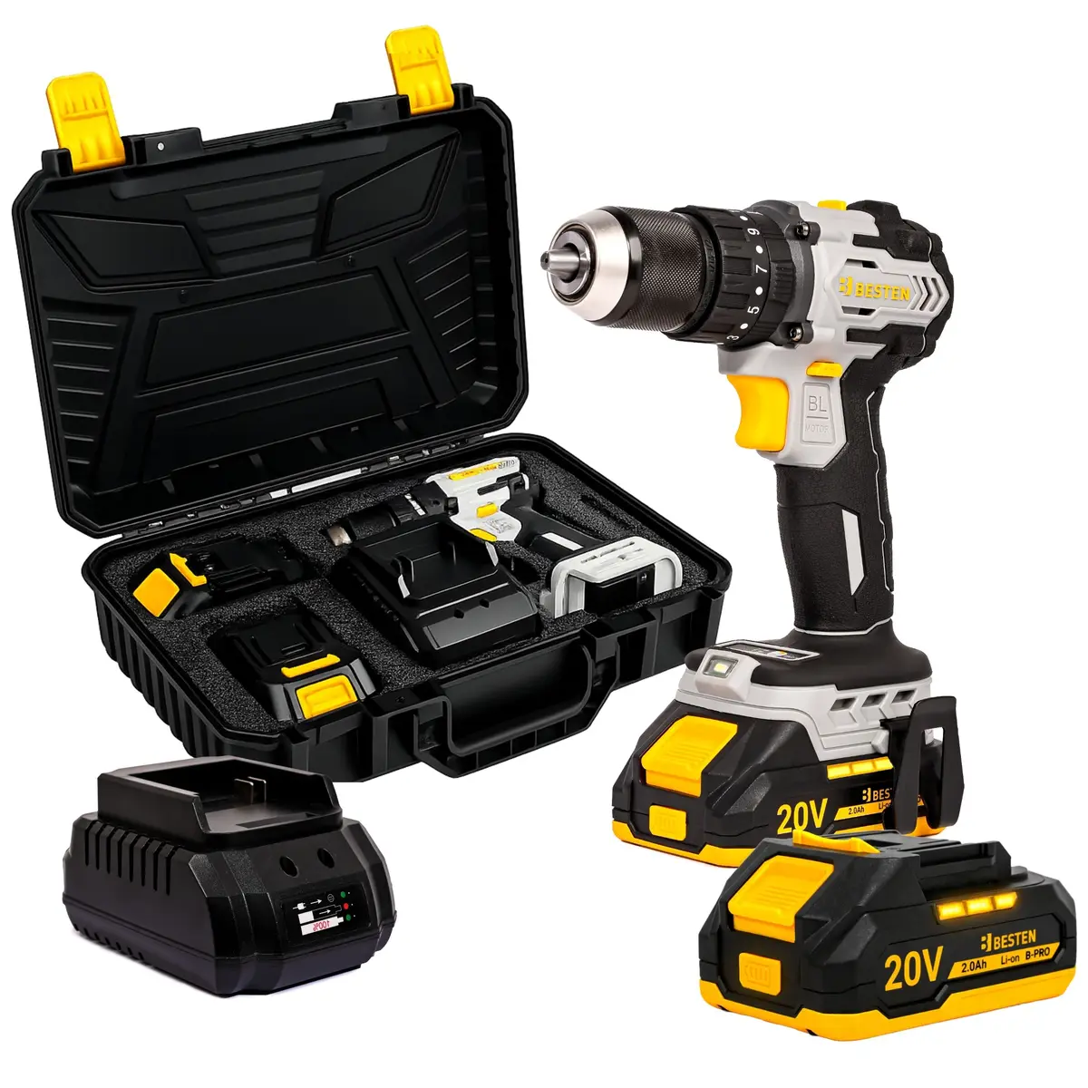 Wkrętarka akumulatorowa udarowa BESTEN BE-2885 - wskaźnik naładowania